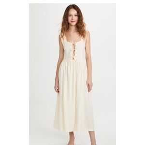 TACH Clothing Tie Front Georgette Dress - Linen with Pockets - Size Large